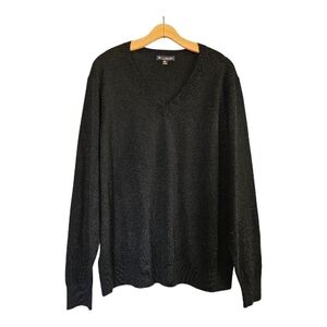 Brooks Brothers Extra Fine Wool V-Neck Sweater Plus Womens 2XL Black